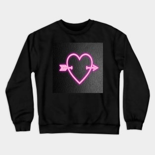 Heart & Arrow Bright Pink on Black Background Graphic Design Cute Gifts Crewneck Sweatshirt